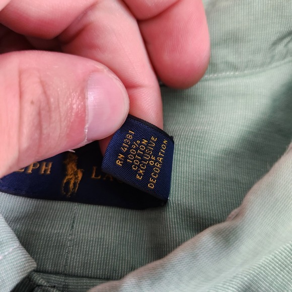 Polo Ralph Lauren Shirt Men XXL Green Lightweight Poplin Button Down Wealth Pony - Picture 7 of 9